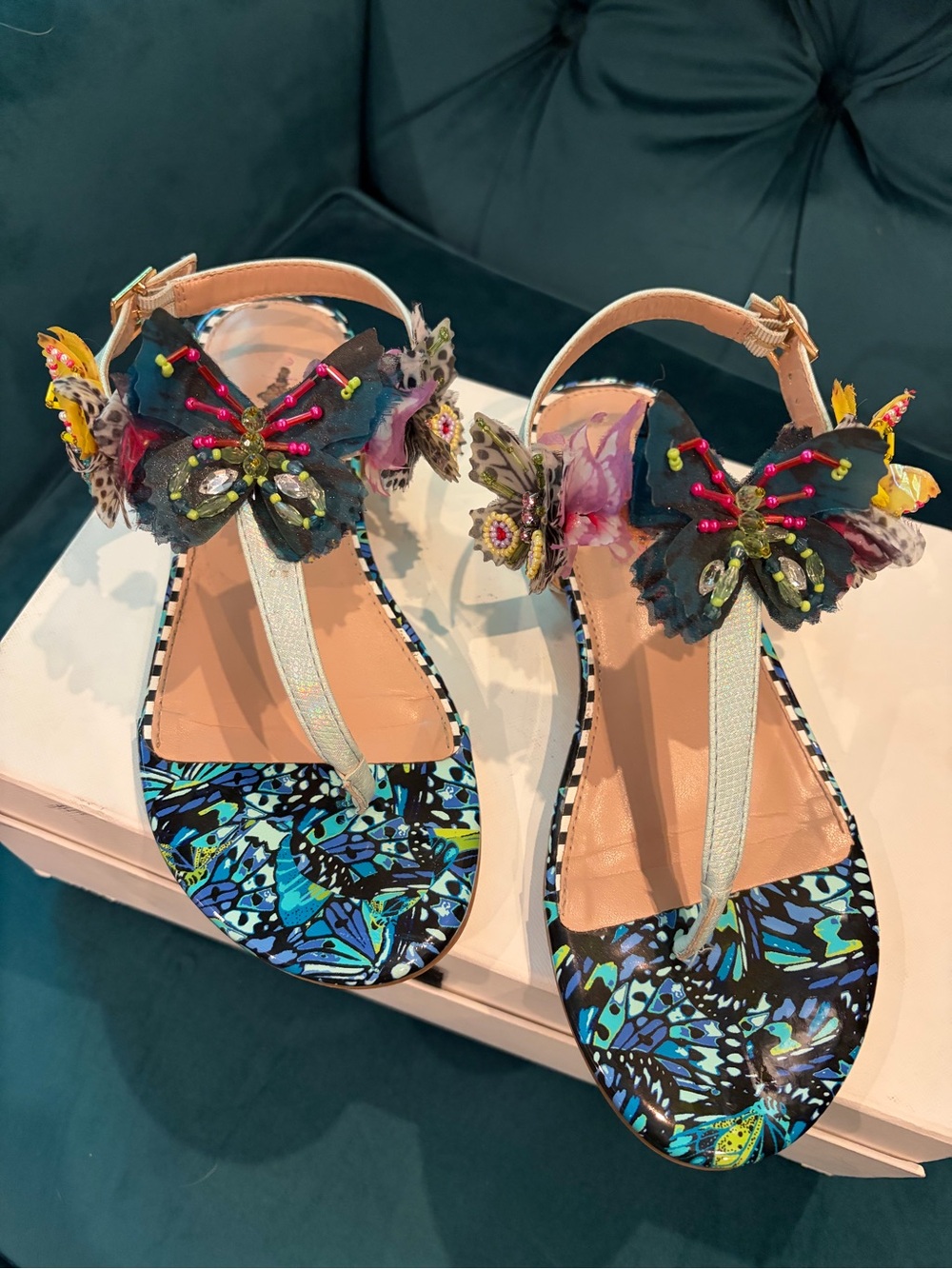 Betsey Johnson Multicolor Floral Embellished Sandals - Picture 2 of 5